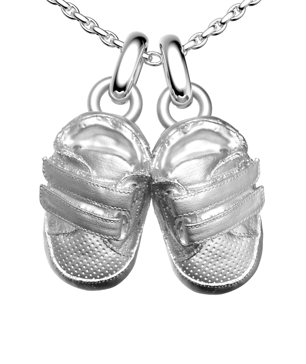 Silver Baby Shoes Necklace